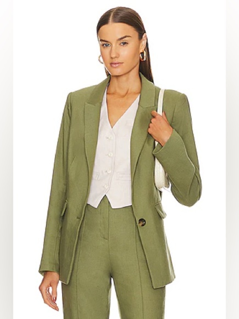 Veronica Beard Olive Green Single-Button Blazer